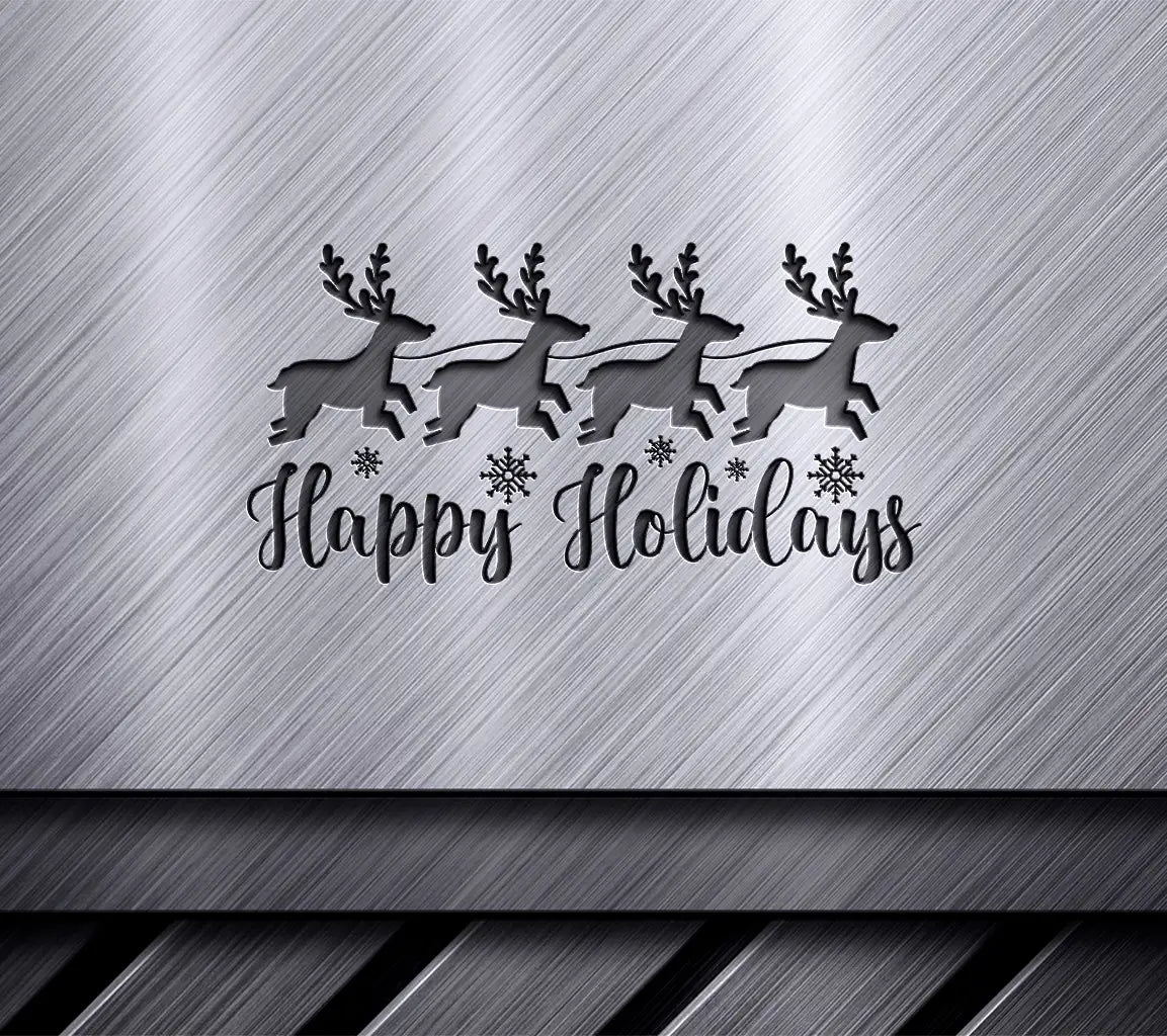 Happy Holidays Reindeer Snowflakes SVG SVG