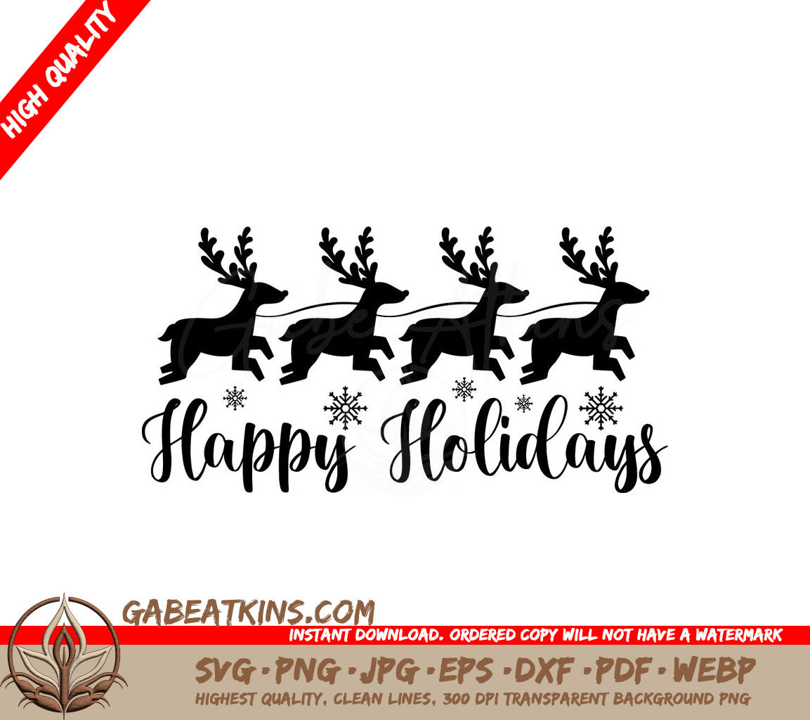 Happy Holidays Reindeer Snowflakes SVG SVG