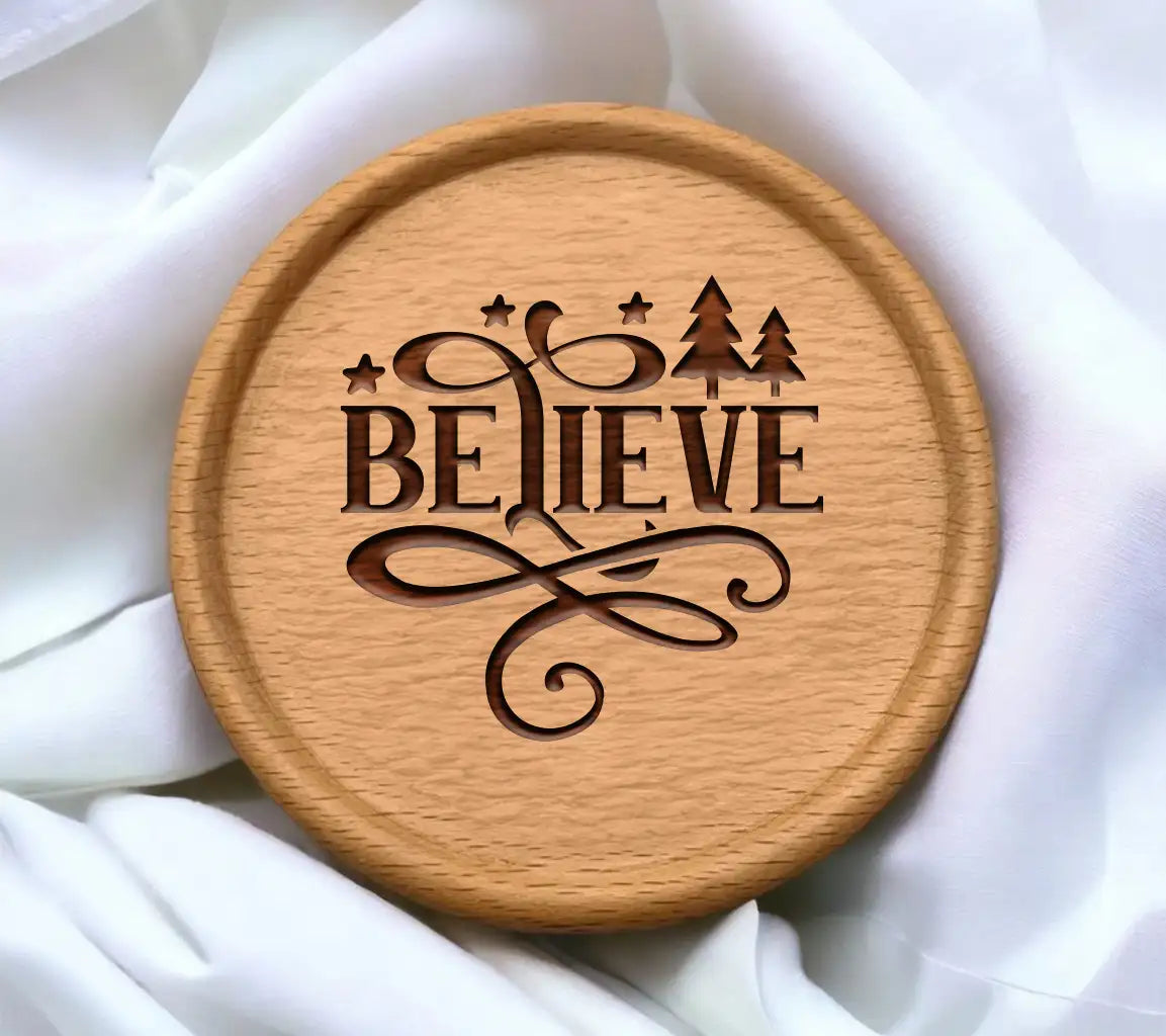 Christmas Round Ornament SVG Believe SVG