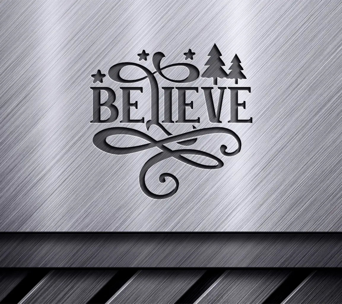 Christmas Round Ornament SVG Believe SVG