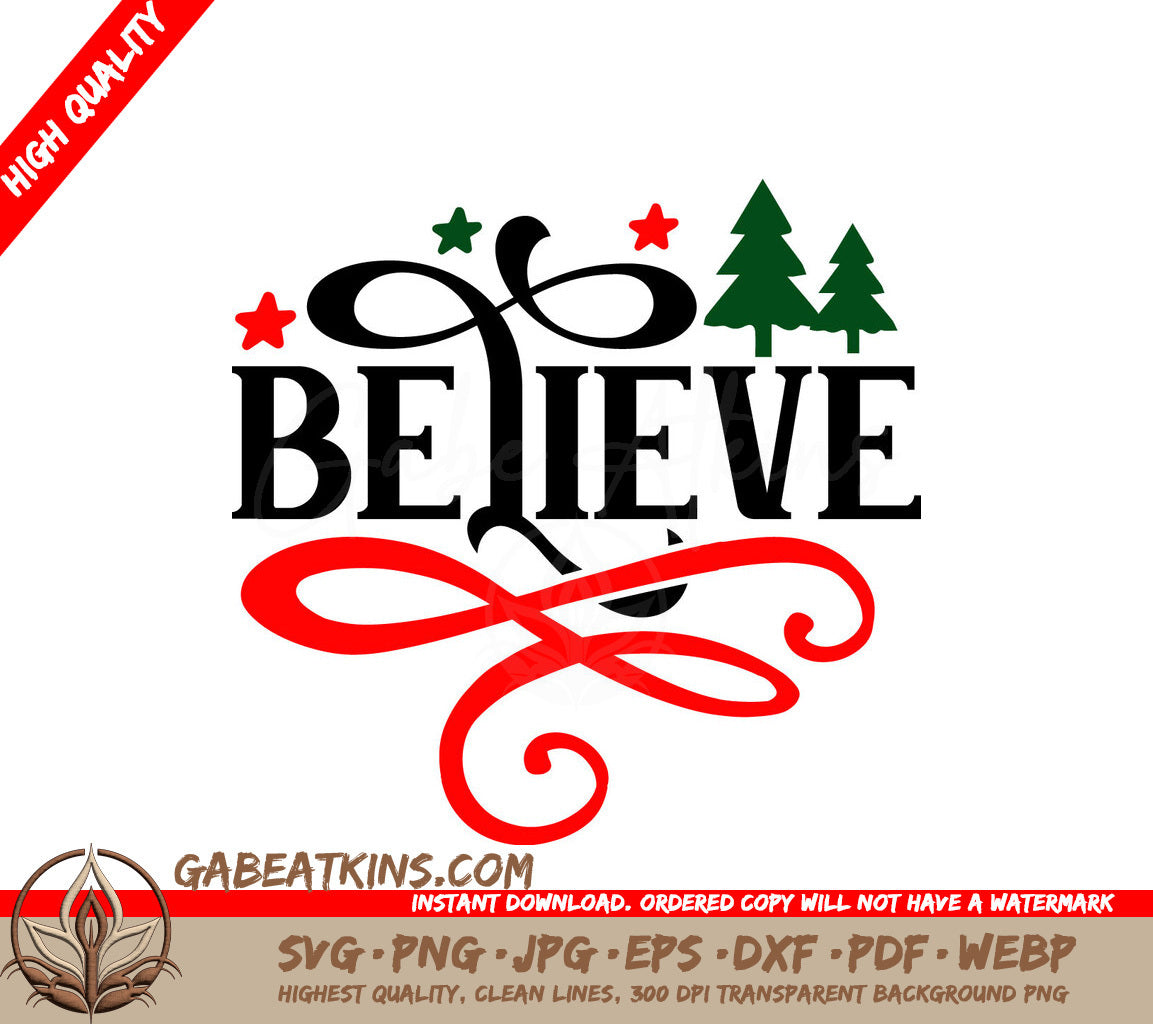 Christmas Round Ornament SVG Believe SVG