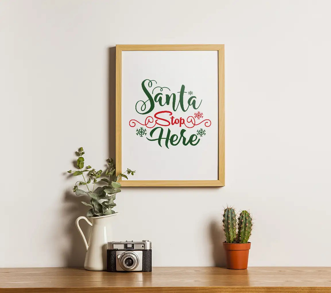 Green & Red Santa Stop Here SVG SVG