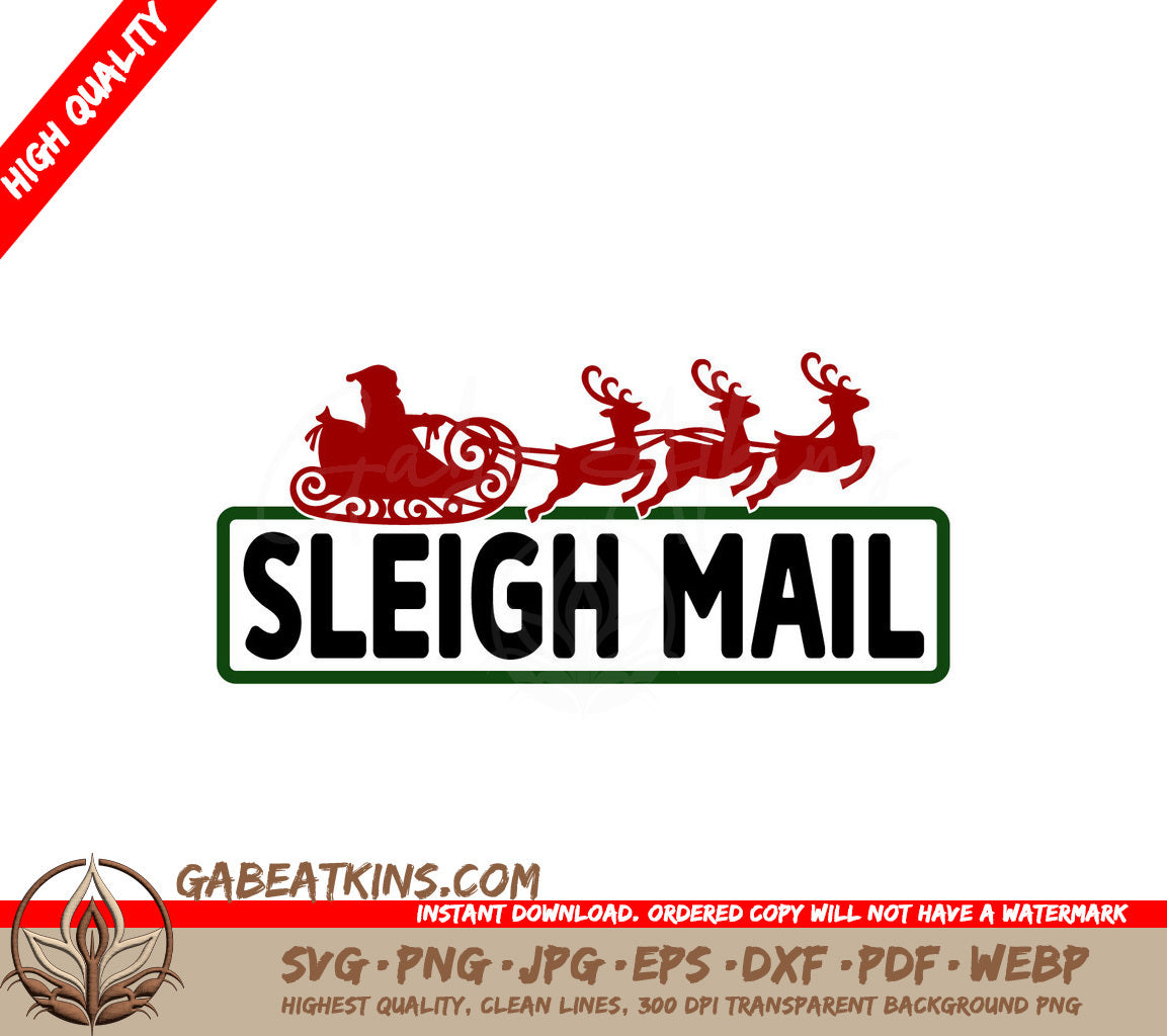 Sleigh Mail Reindeer SVG Cut File SVG