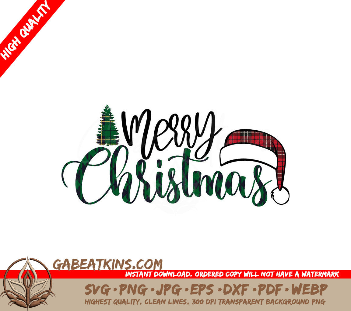 Christmas Plaid Hat SVG Design SVG