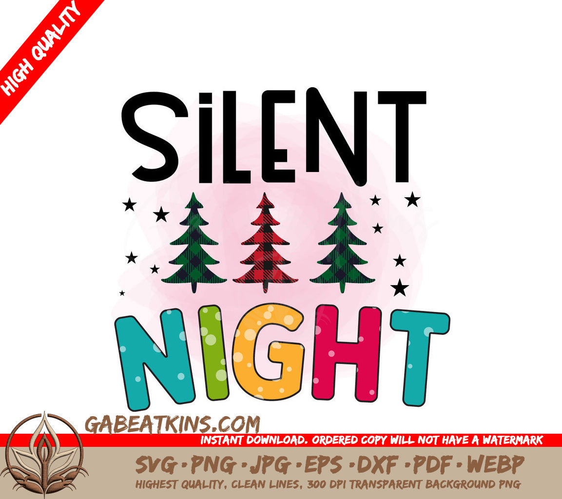 Silent Night Christmas Tree SVG SVG