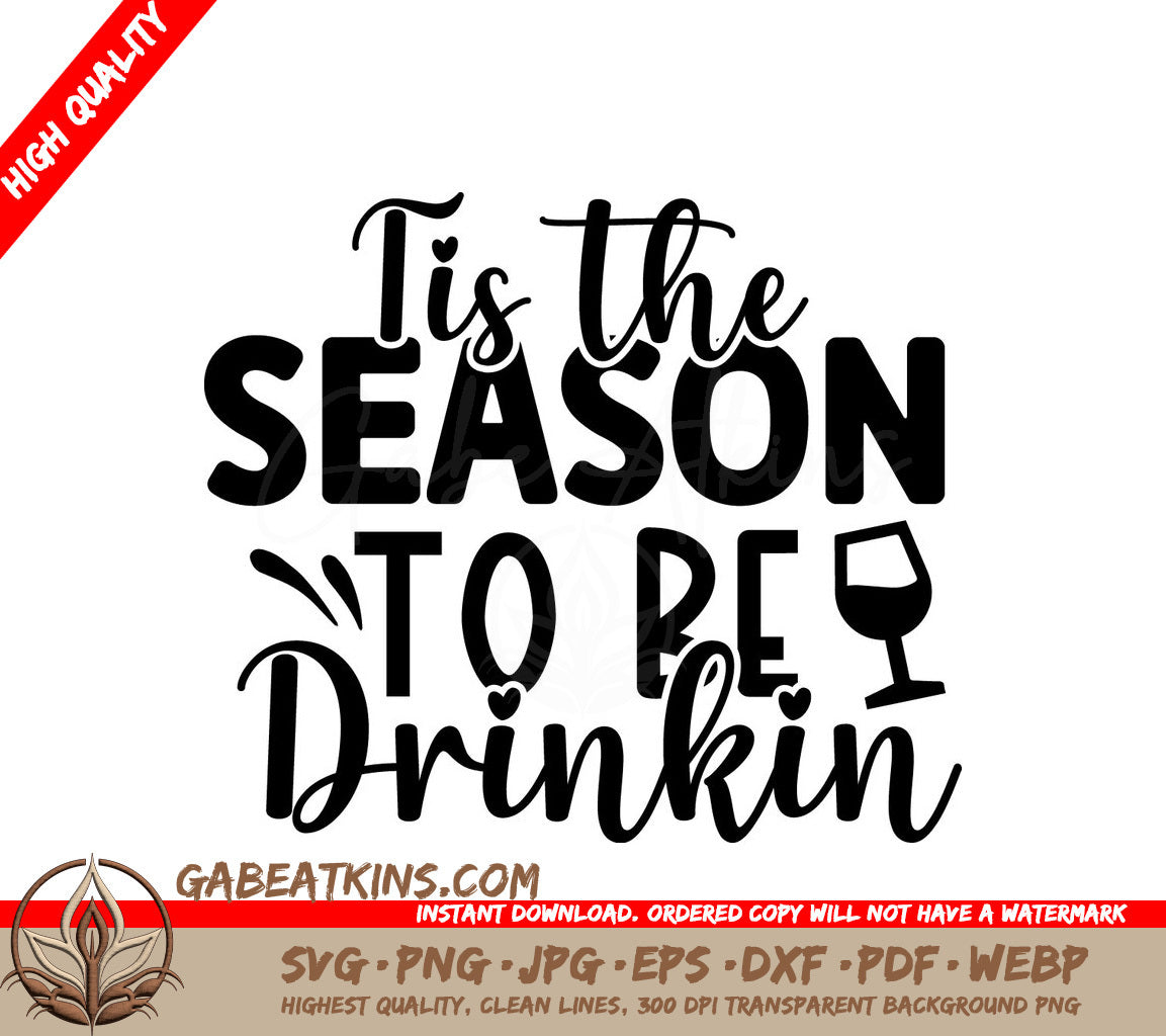 Christmas Wine SVG - Tis The Season SVG