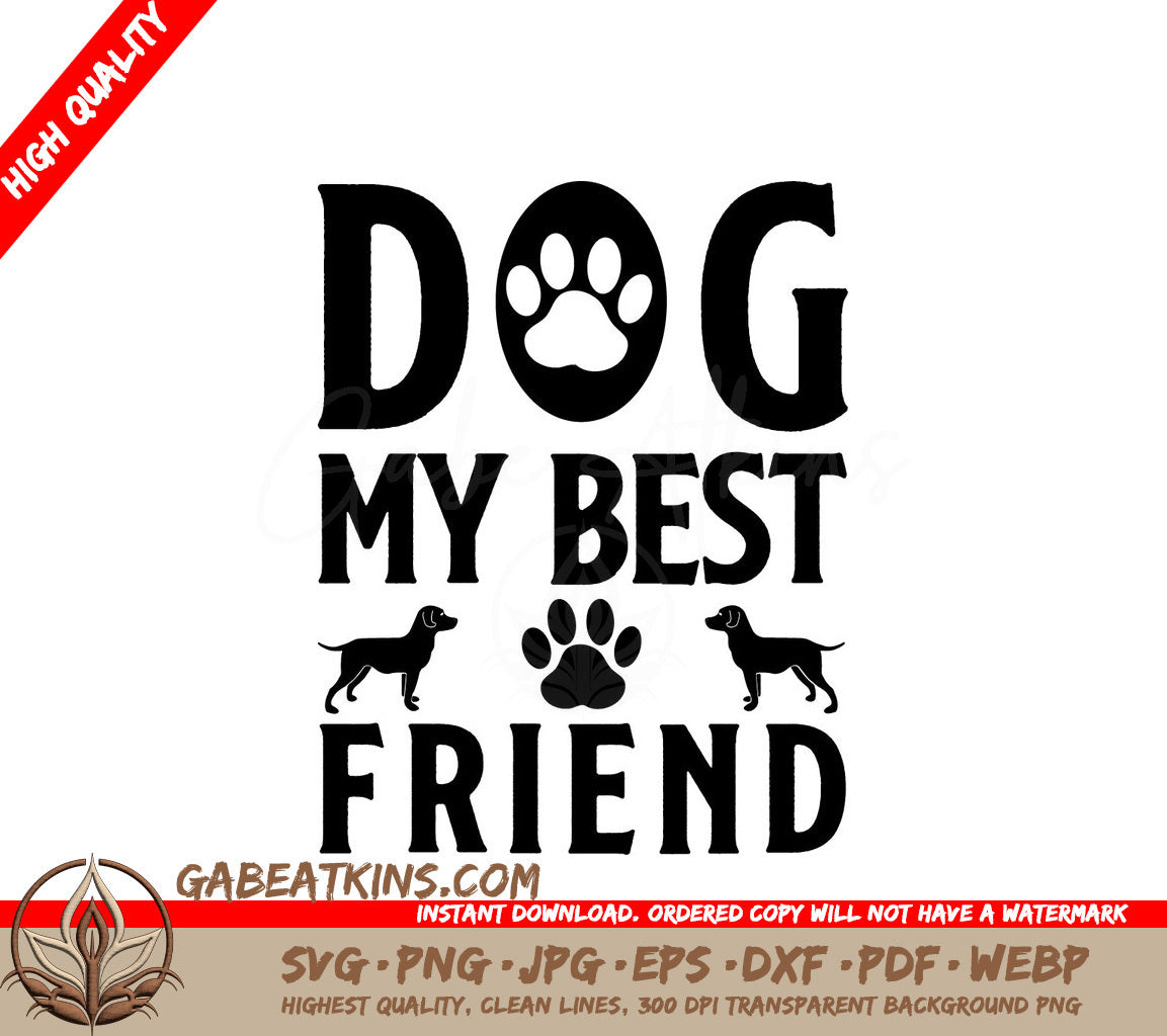 Dog Best Friend SVG Black White SVG