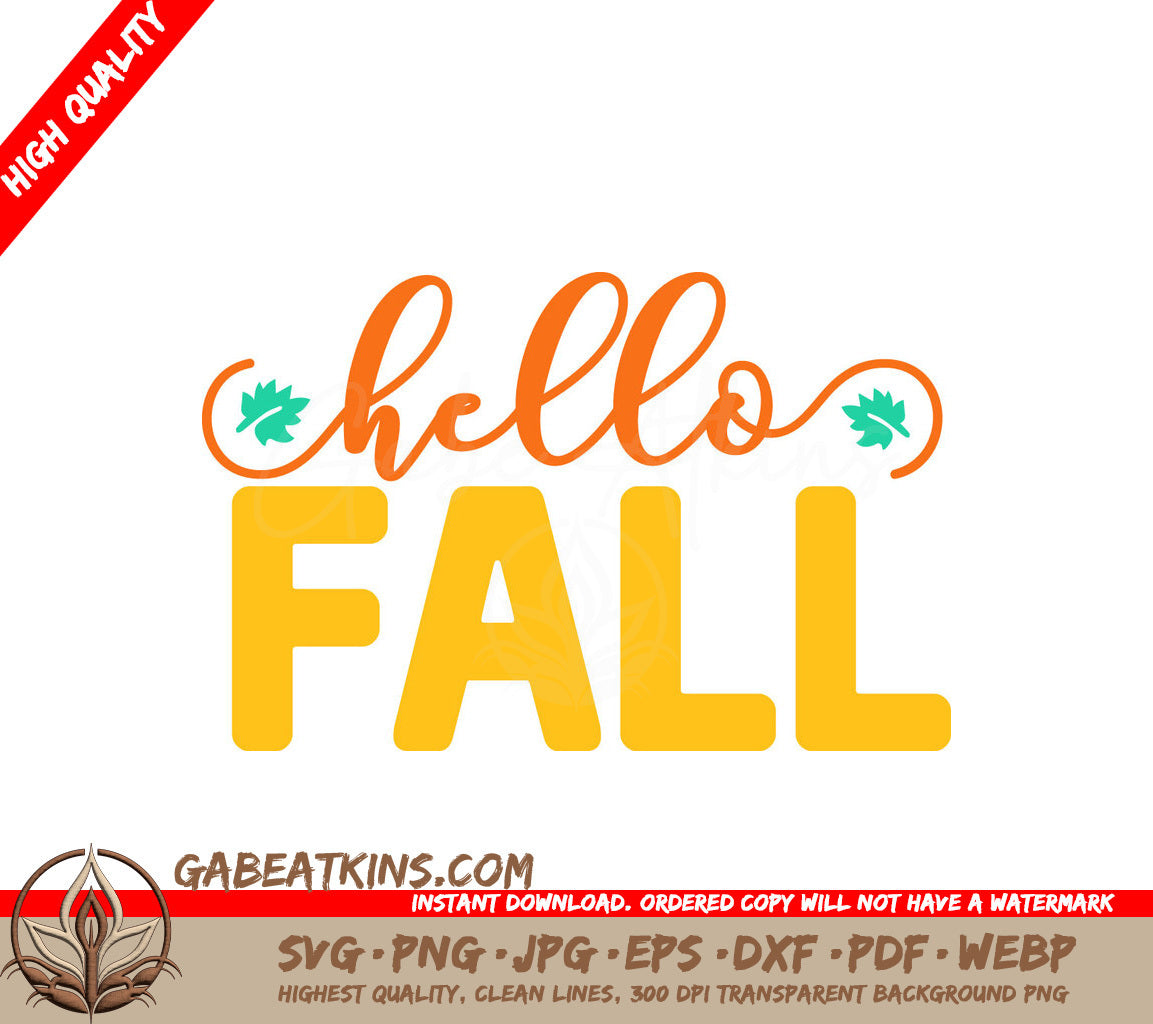 Hello Fall Yellow Orange SVG SVG