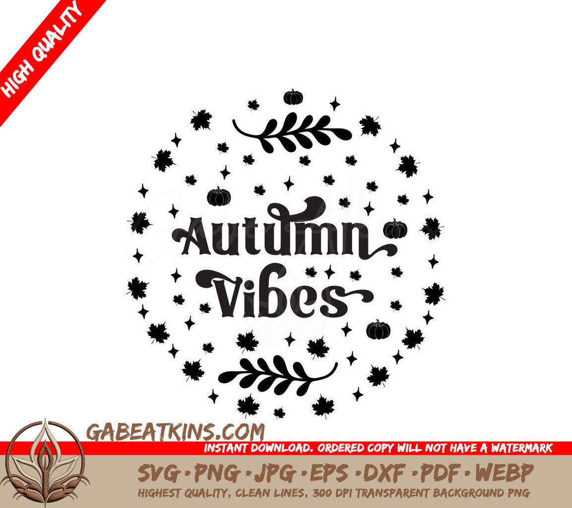 Autumn Vibes Round Sign SVG SVG