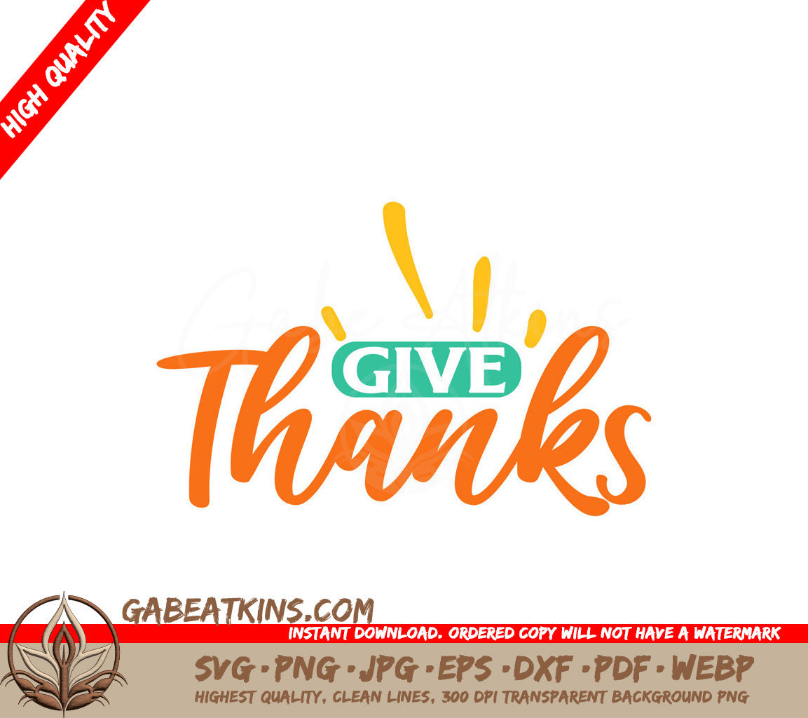 Orange & Green Give Thanks SVG SVG