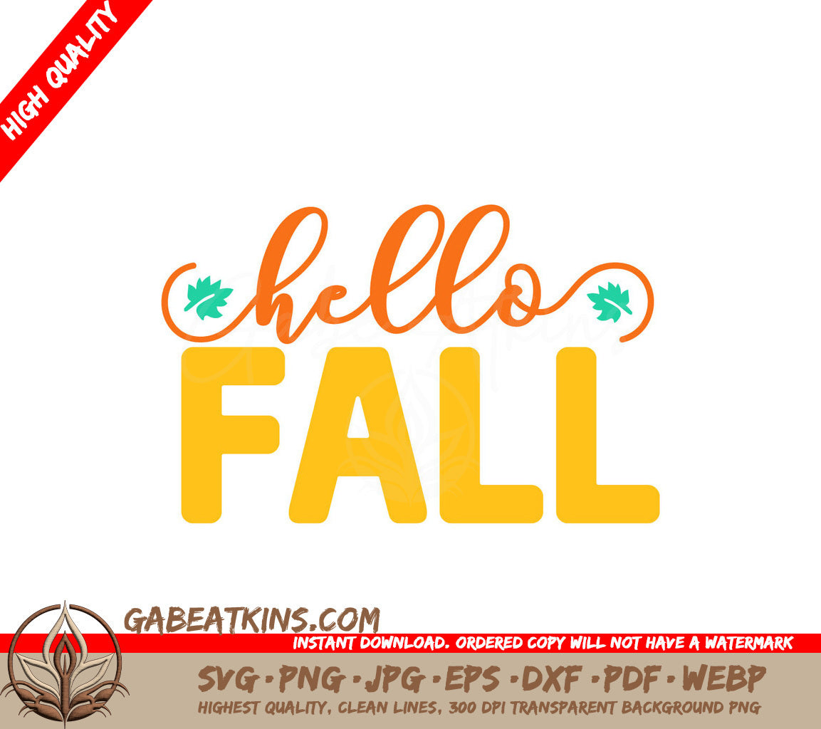 Hello Fall SVG - Yellow & Orange SVG