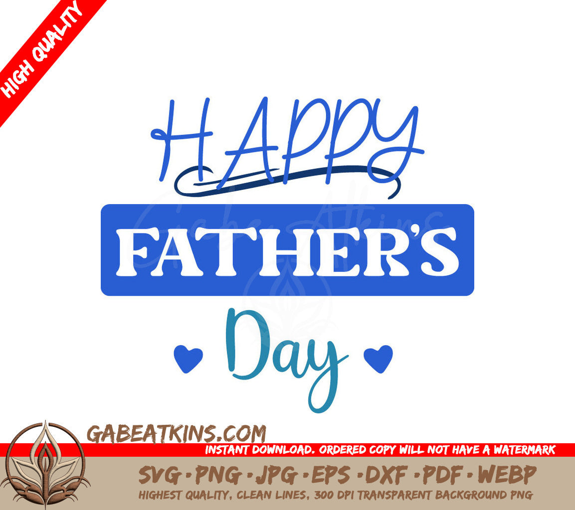 Blue & White Happy Fathers Day SVG SVG