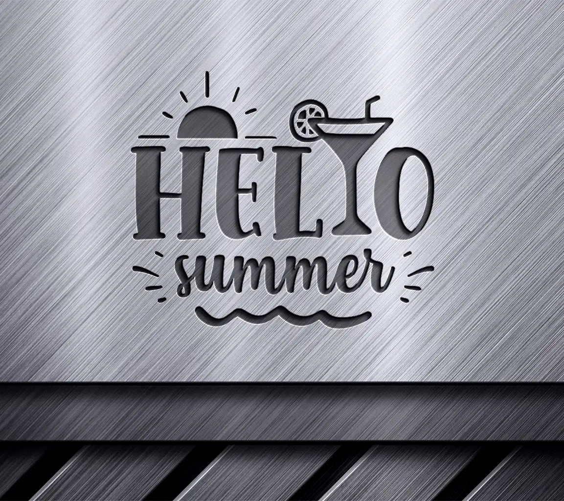 Black & Pink Hello Summer SVG SVG