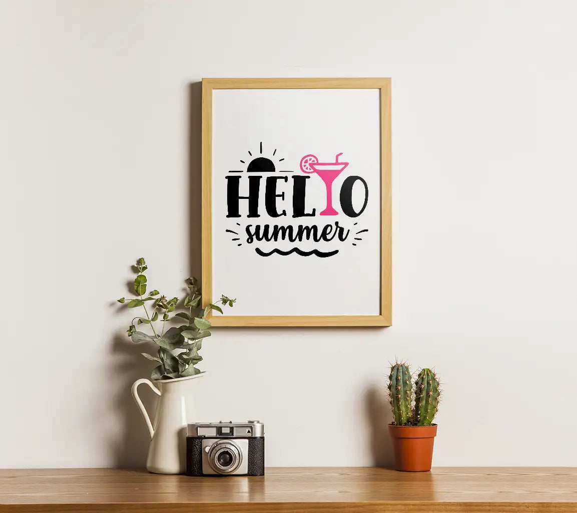 Black & Pink Hello Summer SVG SVG