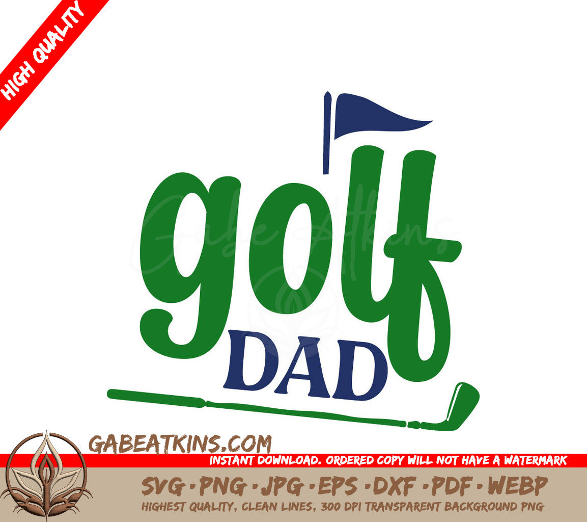 Green Golf Dad SVG Keychain SVG