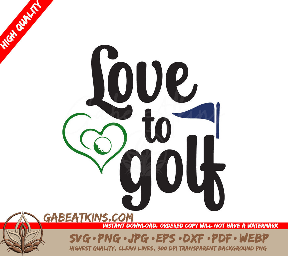 Golf Love Heart SVG Keychain SVG