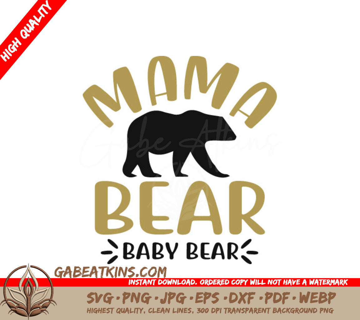 Mama Bear Baby Bear SVG Silhouette SVG