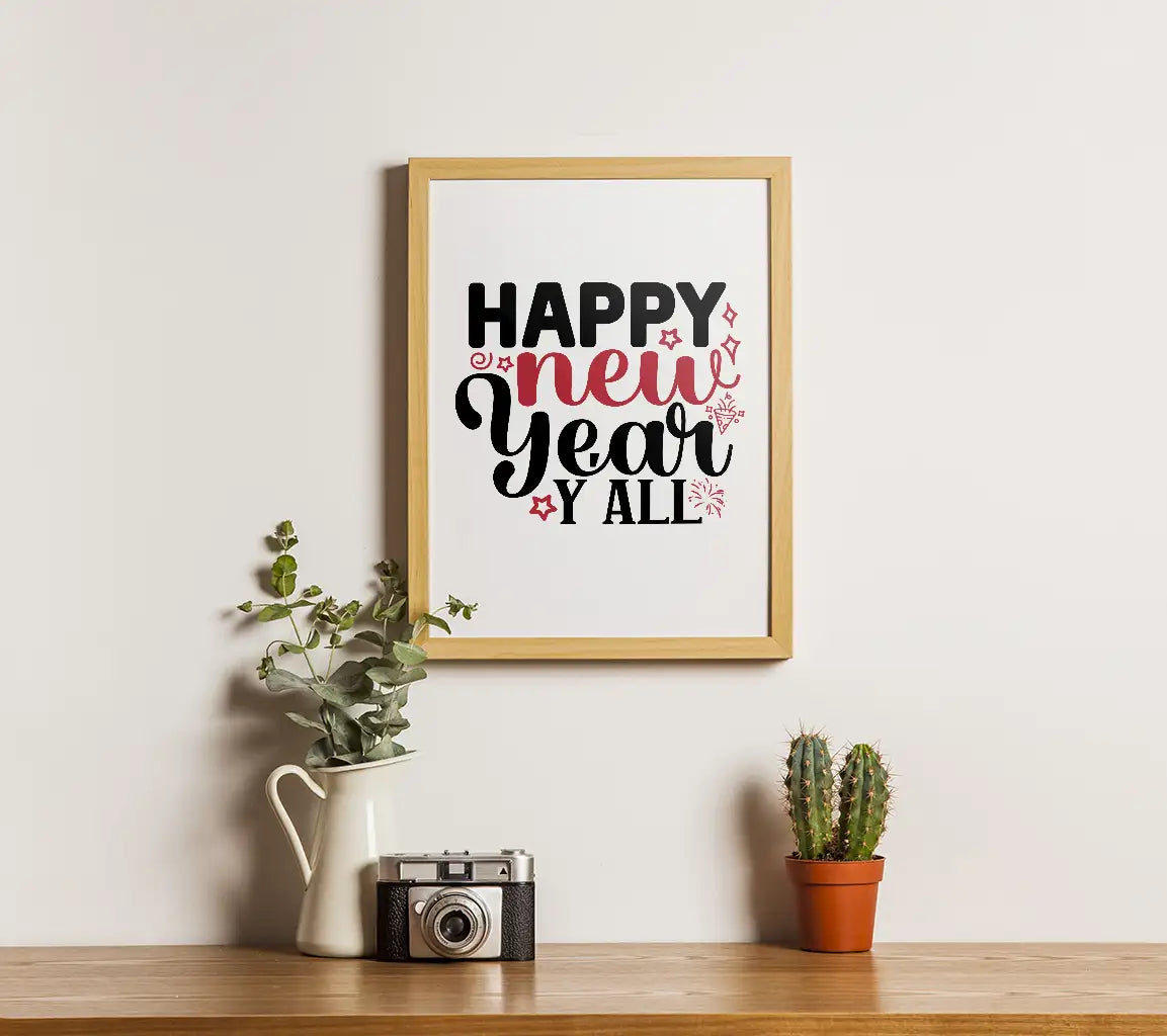 Black Red Happy New Year SVG SVG