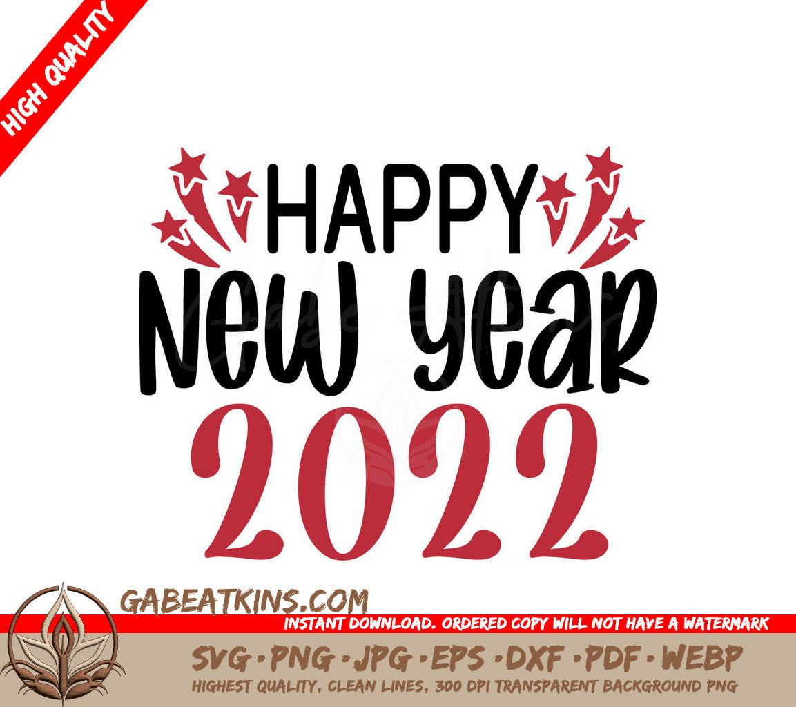 Black Red Happy New Year SVG SVG