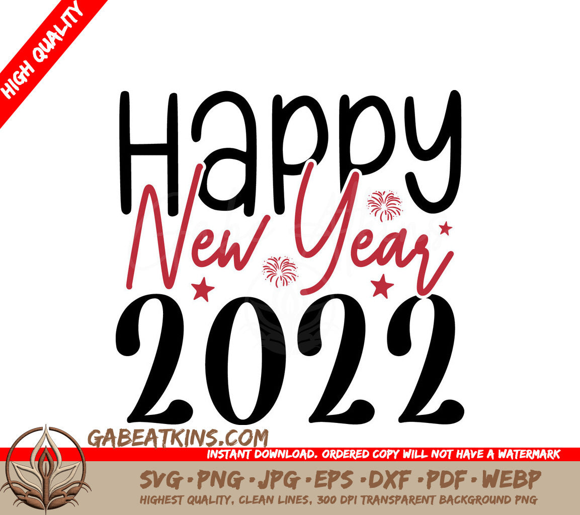 Black & Red Happy New Year 2022 SVG SVG