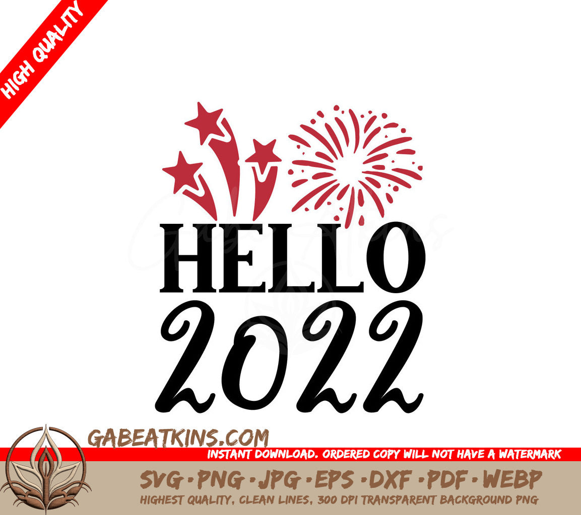 Hello 2022 Fireworks SVG Sticker SVG