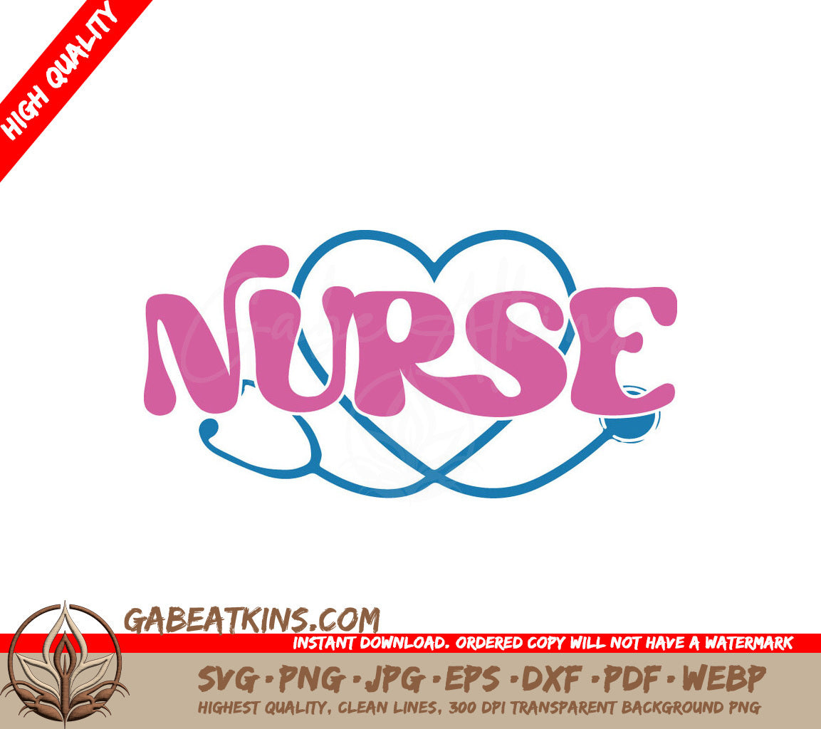 Pink Nurse Heart Stethoscope SVG SVG