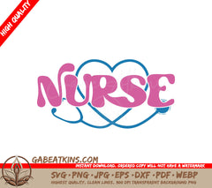 Pink Nurse Heart Stethoscope SVG SVG