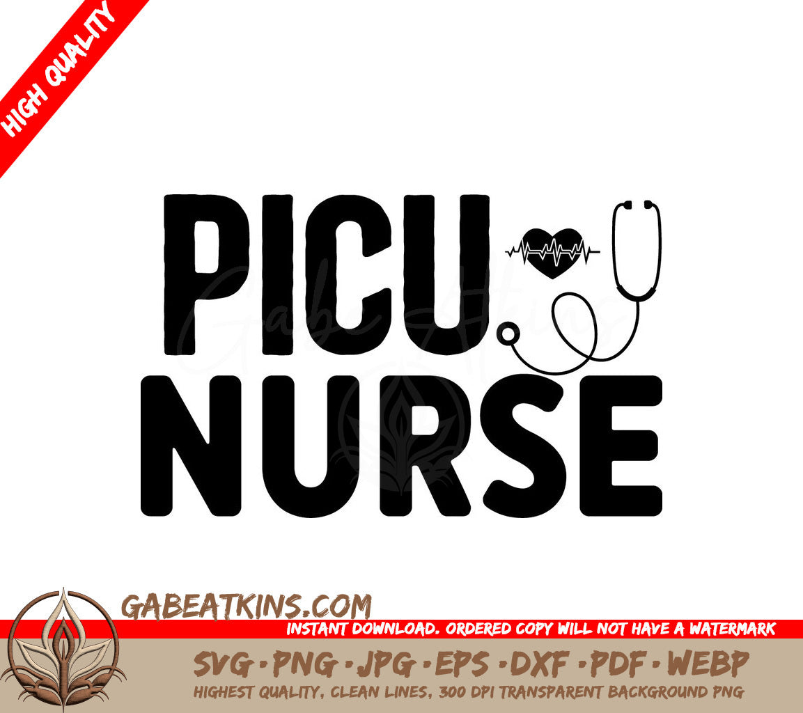 PICU Nurse Heart Stethoscope SVG SVG