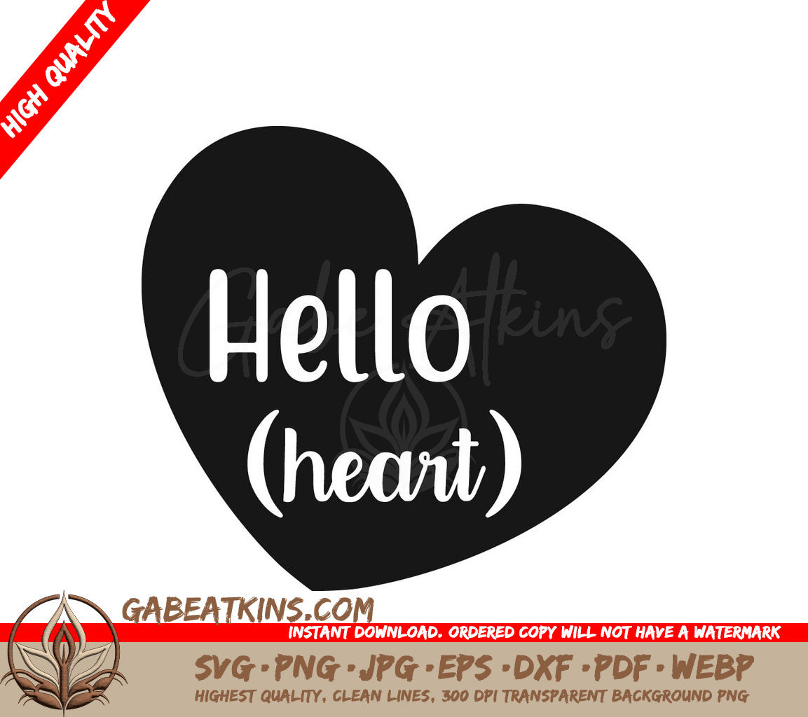 Black Heart Hello SVG Design SVG