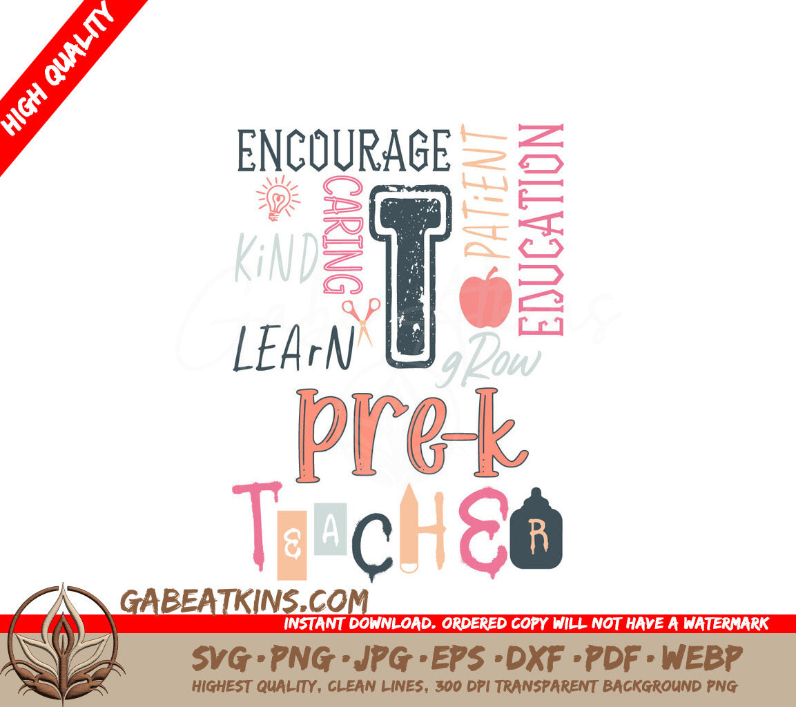 Pre-K Teacher Word Art SVG SVG