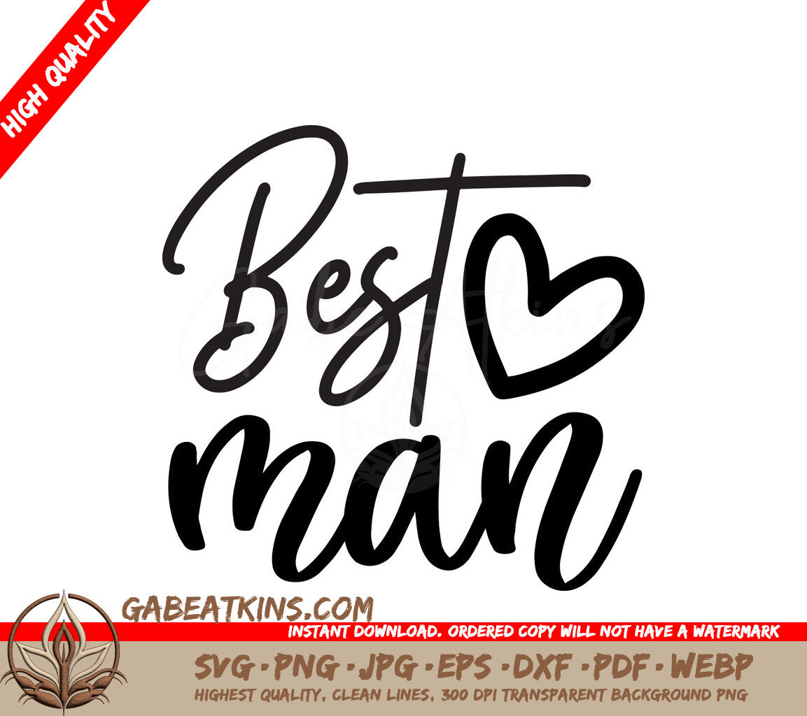 Best Man Heart SVG Design SVG