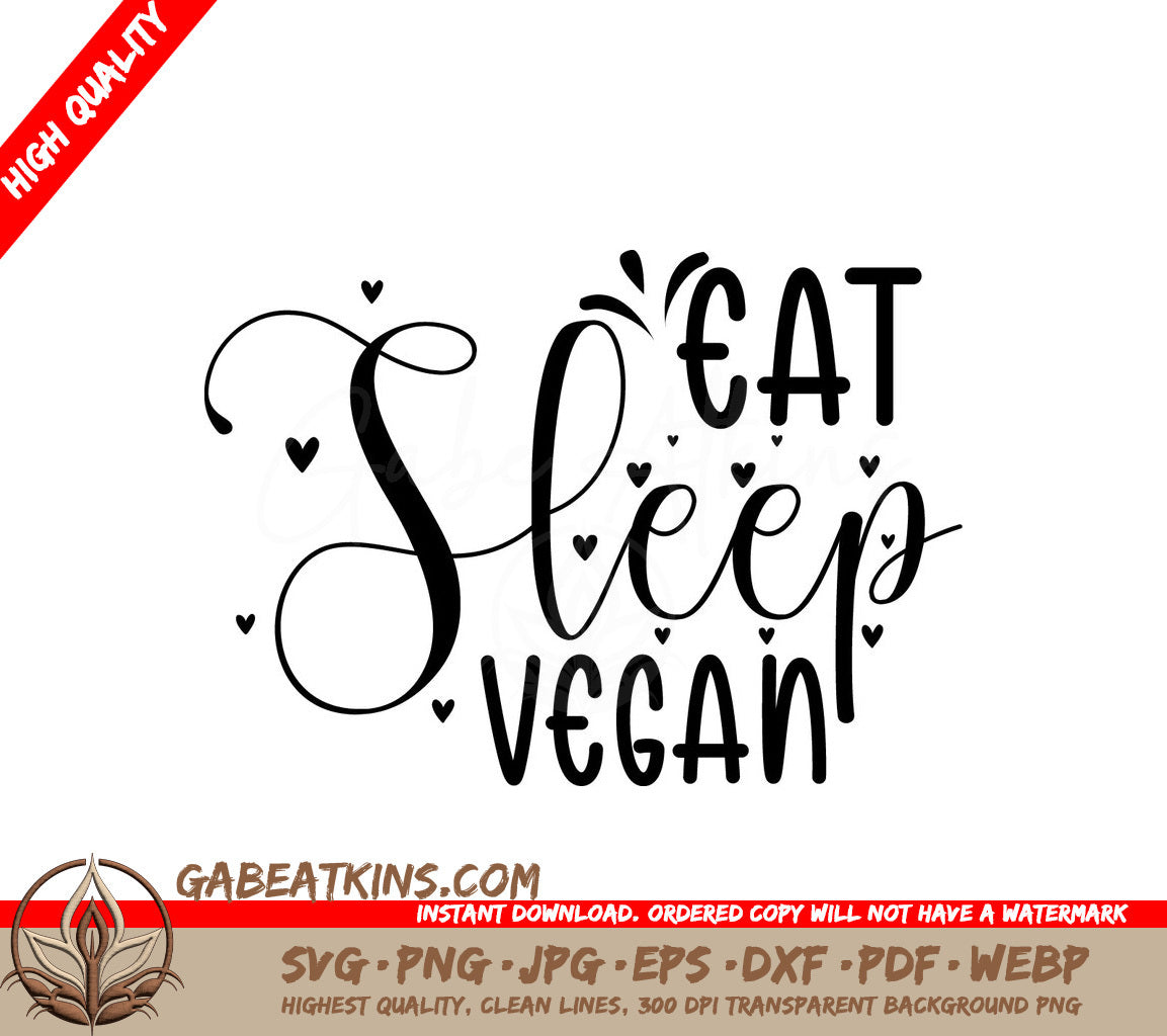 Eat Sleep Vegan SVG Design SVG