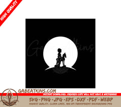 ## Rocking Horse Silhouette SVG - Little Kid Digital Cut File SVG