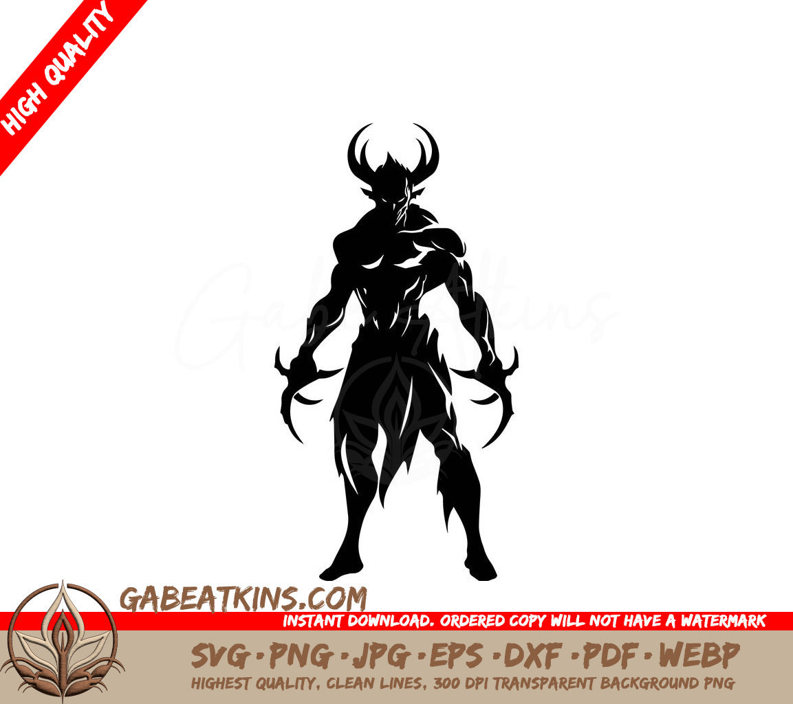  Demon Wizard with Horns SVG Silhouette SVG