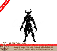  Demon Wizard with Horns SVG Silhouette SVG