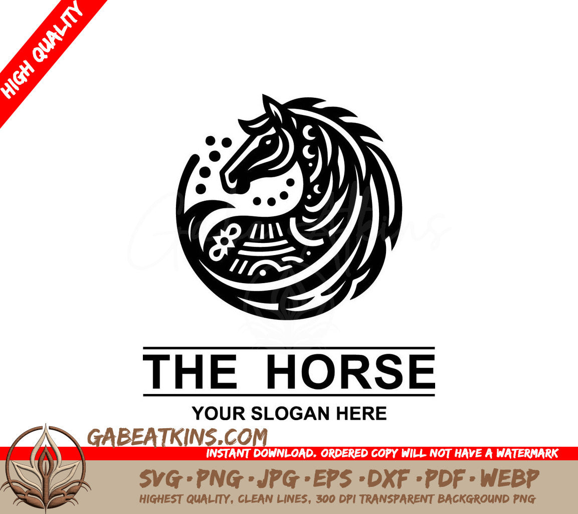 A Black And White Horse Logo That Says The Horse Your Slogan Here SVG - The Horse Logo in the Mexican Style SVG