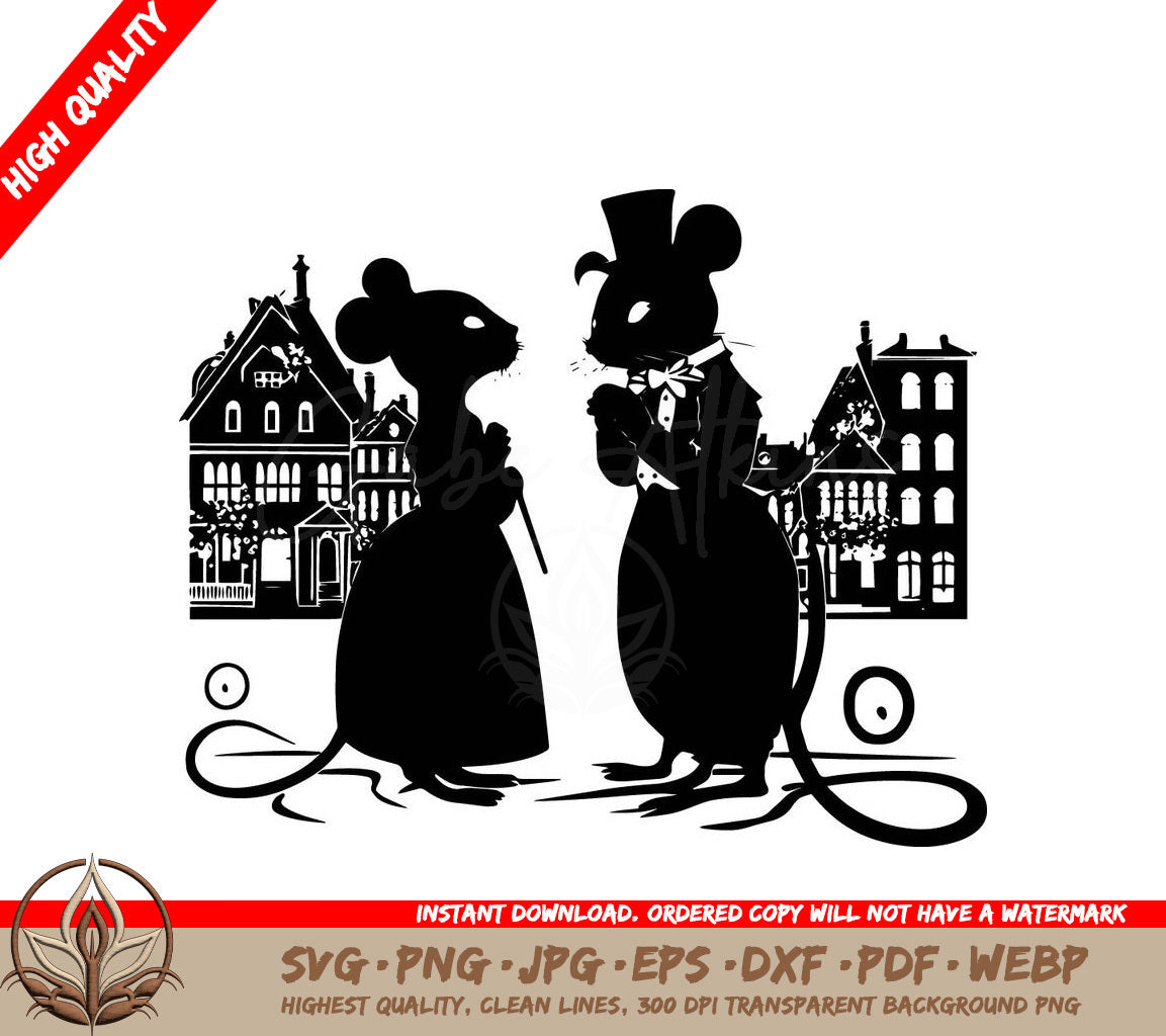 The Town Mouse and the Country Mouse Digital Design Files (SVG, PNG, JPG, AI, PDF, DXF, EPS, WebP) 
