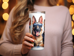 Three Charming German Shepherd Dogs in Sunglasses Tumbler Wrap | 20Oz  | 20Oz Tumbler Wrap Sublimation Design PNG