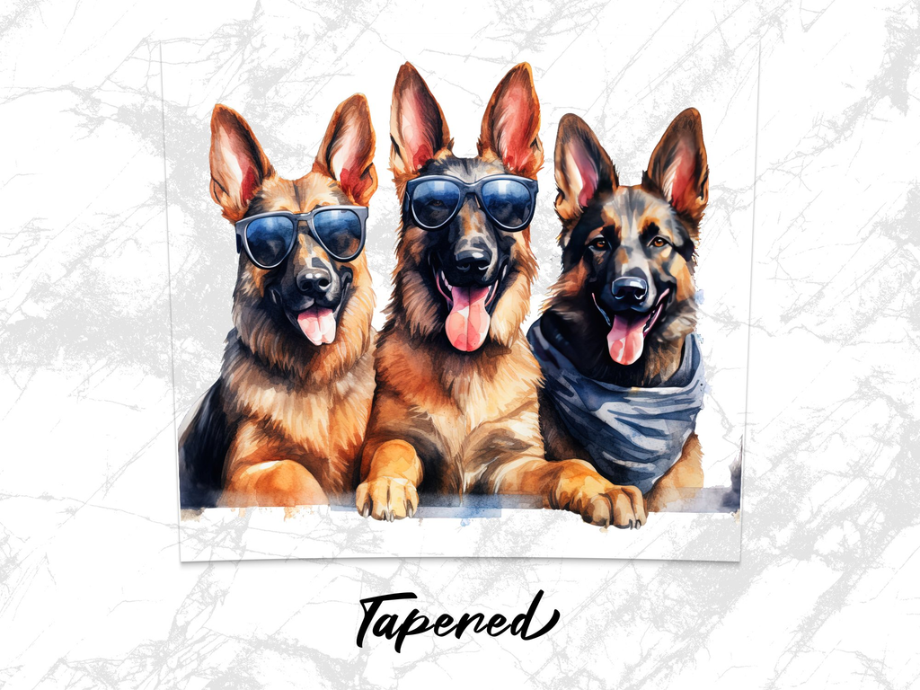 Three Charming German Shepherd Dogs in Sunglasses Tumbler Wrap | 20Oz  | 20Oz Tumbler Wrap Sublimation Design PNG