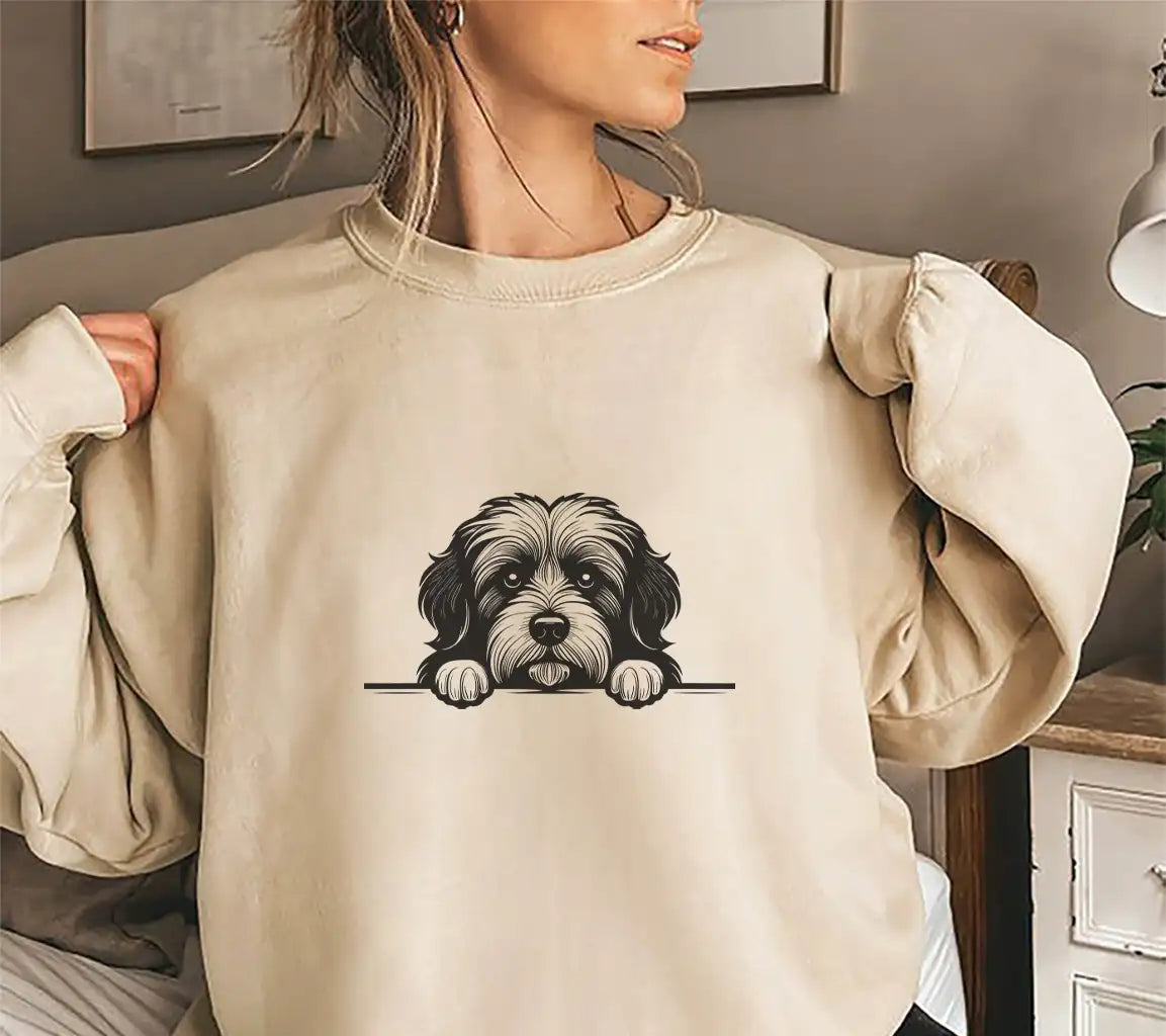 Tibetan Terrier Looking Over Wall -  Dog SVG SVG