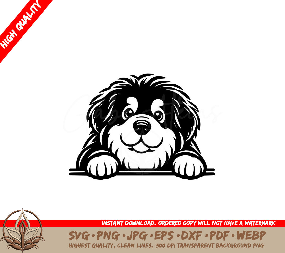 Tibetan Mastiff Peeking SVG PNG JPG AI PDF DXF EPS  WebP Digital Download 
