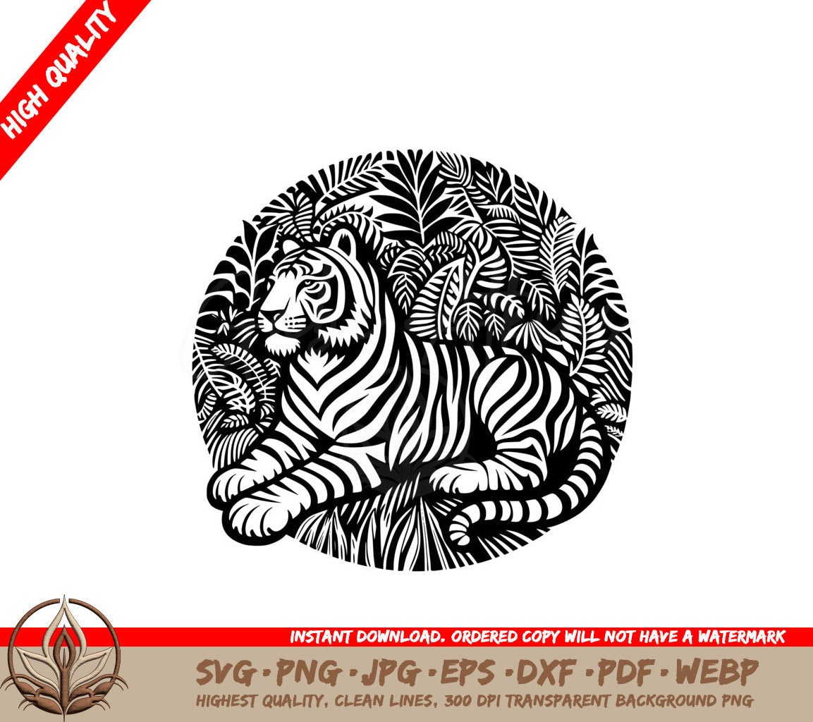 Tiger Leaf Glimpse SVG PNG JPG AI PDF DXF EPS and WebP Digital Download 
