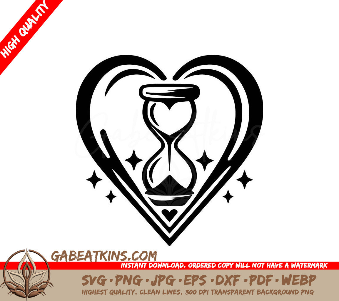 A Heart With A Hourglass Inside Of It SVG - Time for Love SVG