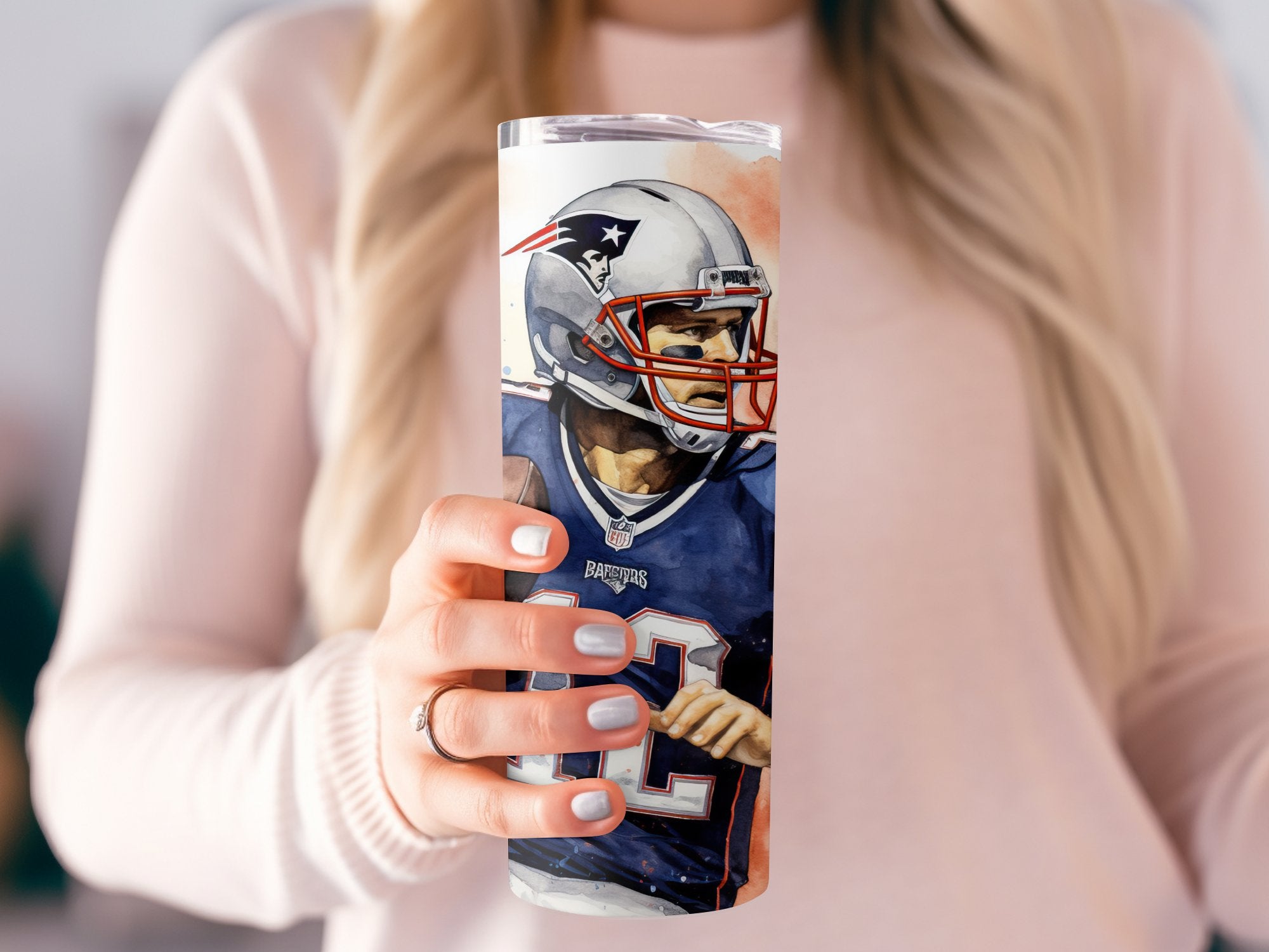 Tom Brady Tumbler Wrap - Featuring The GOAT Throwing a Football - For 20oz Skinny Tumblers