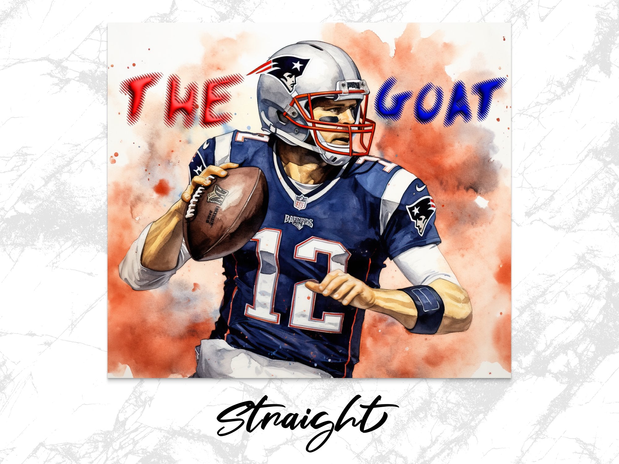 Tom Brady Tumbler Wrap - Featuring The GOAT Throwing a Football - For 20oz Skinny Tumblers