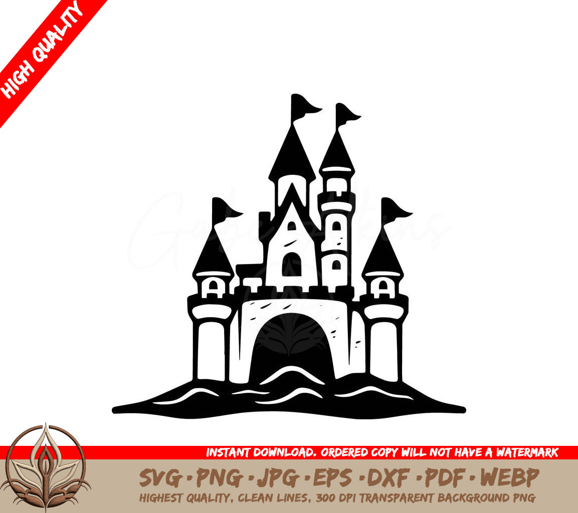 Towering Sandcastle: Digital Design File (SVG, PNG, JPG, AI, PDF, DXF, EPS, WebP) 
