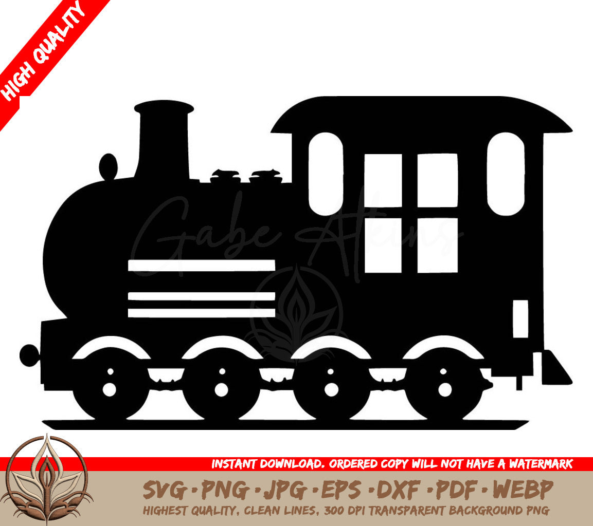 Toy Train Digital Design File for Cutting and Printing in SVG, PNG, JPG, AI, PDF, DXF, EPS and WebP Formats 
