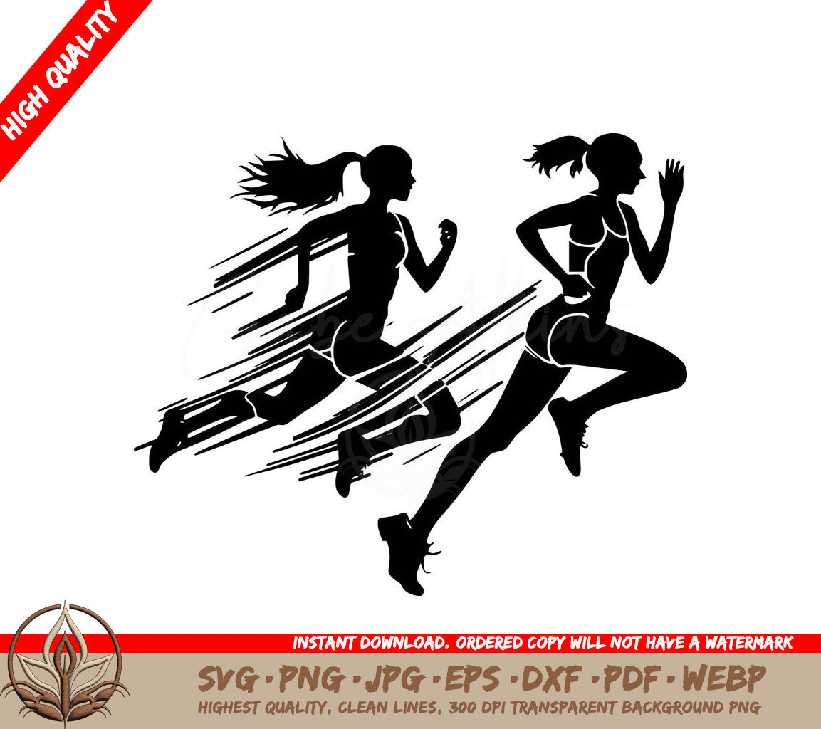 Track Runners Digital Design File in SVG, PNG, JPG, AI, PDF, DXF, EPS and WebP Formats 
