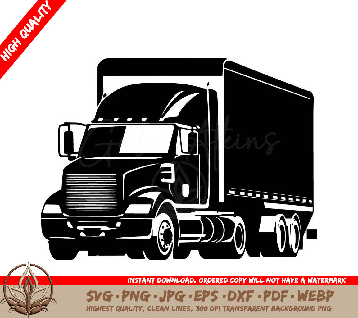 Tractor Trailer Digital Design in SVG, PNG, JPG, AI, PDF, DXF, EPS and WebP Formats 
