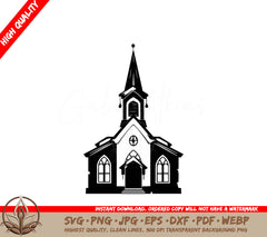 Traditional Church Digital Design in SVG PNG JPG AI PDF DXF EPS WebP Formats 
